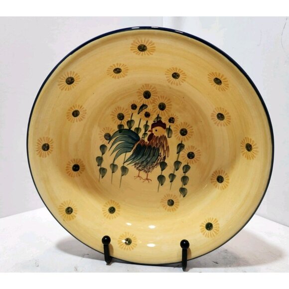 Carol Endres Pure Art Rooster and Sunflower Ceramic 8" Pasta Bowls Set of 3 - Picture 2 of 8